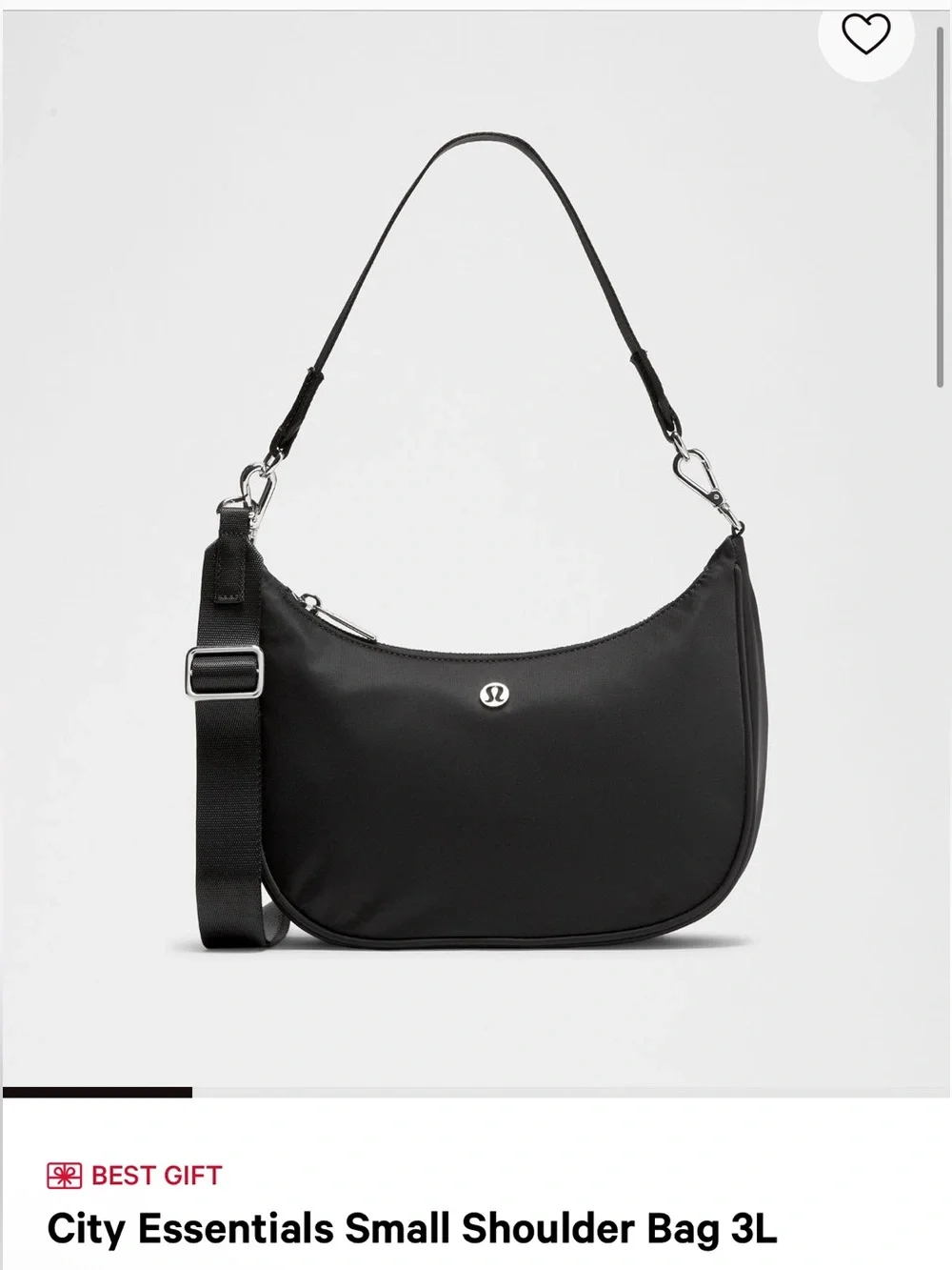 lululemon athletica City Essentials Small Shoulder Bag with Silver Logo Accent